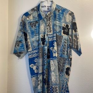 Hawaiian print button down XL